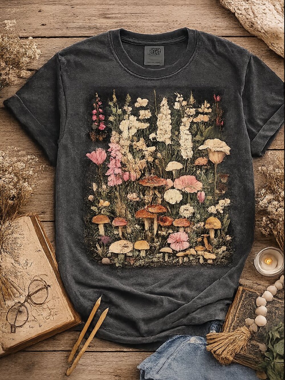 Comfort Colors 1717 | Vintage Wildflowers | Botanical Graphic Tee | Garden Lover